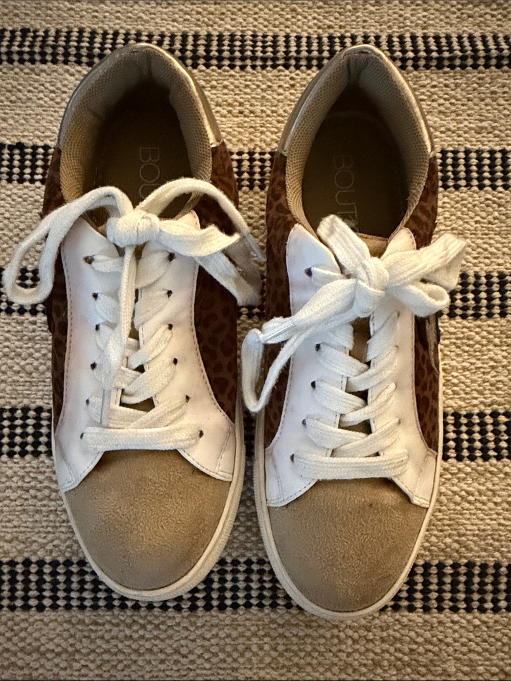 Corkys Leopard Panel Lace-Up Sneakers in Brown, White, Tan